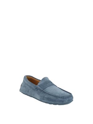 Mocassini Boss uomo in pelle scamosciata azzurra in UOMO
