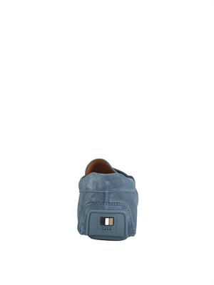 Mocassini Boss uomo in pelle scamosciata azzurra in UOMO