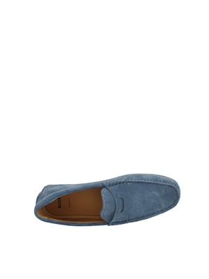 Mocassini Boss uomo in pelle scamosciata azzurra in UOMO