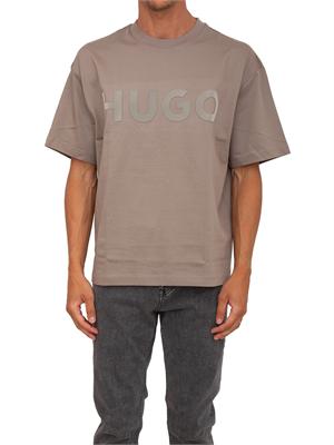 BOSS T-shirt Hugo uomo taupe con logo grande in UOMO