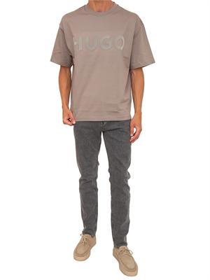 BOSS T-shirt Hugo uomo taupe con logo grande in UOMO