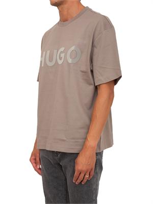 BOSS T-shirt Hugo uomo taupe con logo grande in UOMO