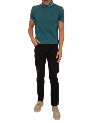Polo Boss uomo in cotone petrolio con contrasti in UOMO