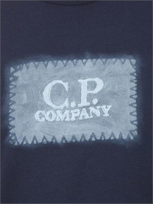 T-shirt C.P. Company in cotone blu ricamo logo in UOMO