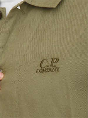 C.P. COMPANY Giacca camicia Champion uomo in misto cotone lino verde in UOMO