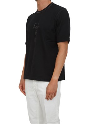 T-shirt C.P. Company in cotone nero con logo in UOMO
