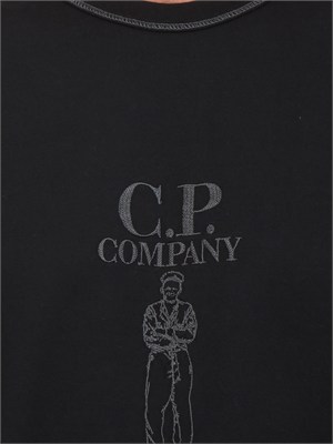 T-shirt C.P. Company in cotone nero con logo in UOMO