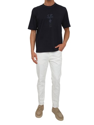 T-shirt C.P. Company in cotone blu con logo in UOMO