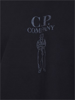 T-shirt C.P. Company in cotone blu con logo in UOMO
