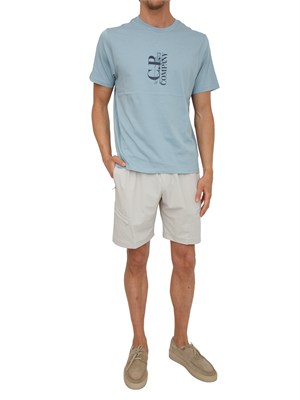 C.P. COMPANY T-shirt CP Company in cotone azzurro con logo in UOMO