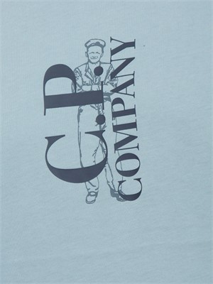 C.P. COMPANY T-shirt CP Company in cotone azzurro con logo in UOMO