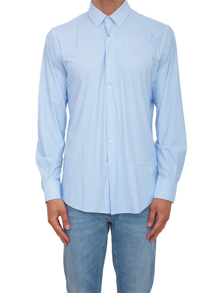 Camicia Liu Jo uomo in cotone azzurro microfantasia
