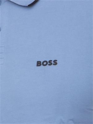 Polo Boss uomo in cotone azzurro inserti a contrasto in UOMO