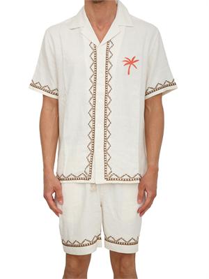 Camicia Liu Jo uomo in misto lino beige con ricami in UOMO