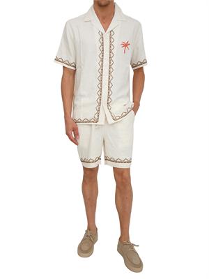 Camicia Liu Jo uomo in misto lino beige con ricami in UOMO