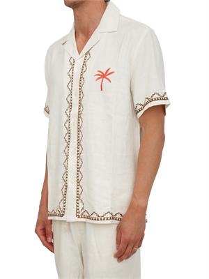 Camicia Liu Jo uomo in misto lino beige con ricami in UOMO