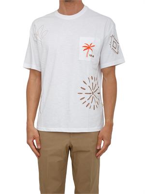 T-shirt bianca Liu Jo uomo in cotone con ricami etnici in UOMO