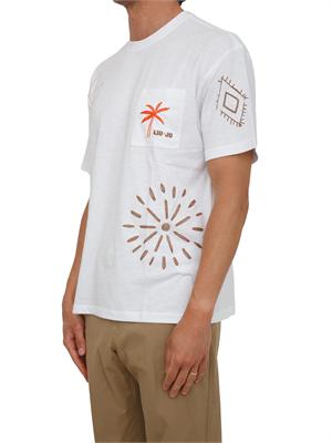 T-shirt bianca Liu Jo uomo in cotone con ricami etnici in UOMO