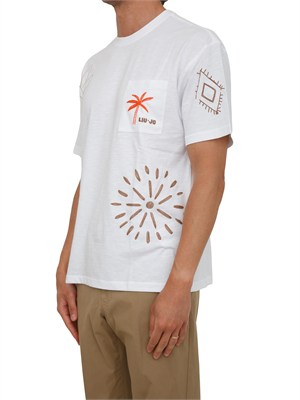 T-shirt bianca Liu Jo uomo in cotone con ricami etnici in UOMO