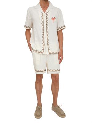 Bermuda Liu Jo uomo misto lino beige con ricami in UOMO