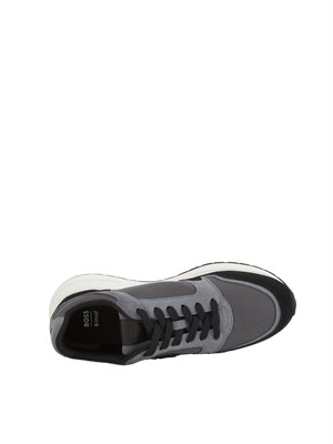 Sneakers grigie BOSS uomo in mesh e suede in UOMO