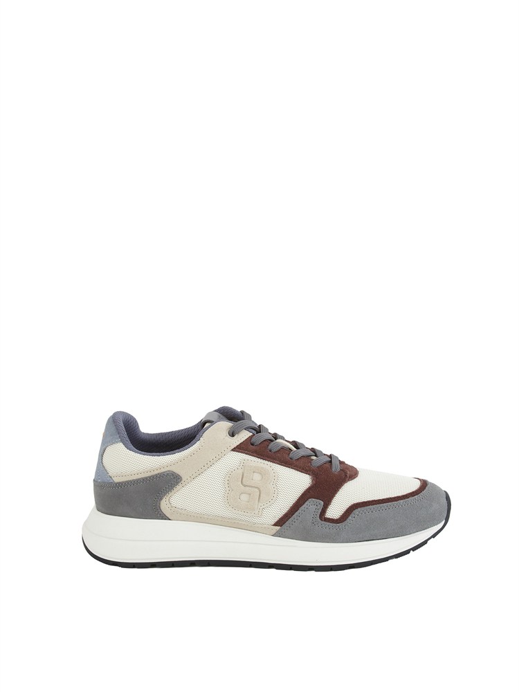 Sneakers marroni BOSS uomo in mesh e suede