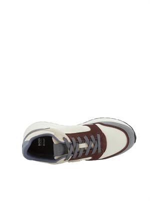 Sneakers marroni BOSS uomo in mesh e suede in UOMO