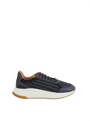 Sneakers Boss uomo in pelle blu in UOMO