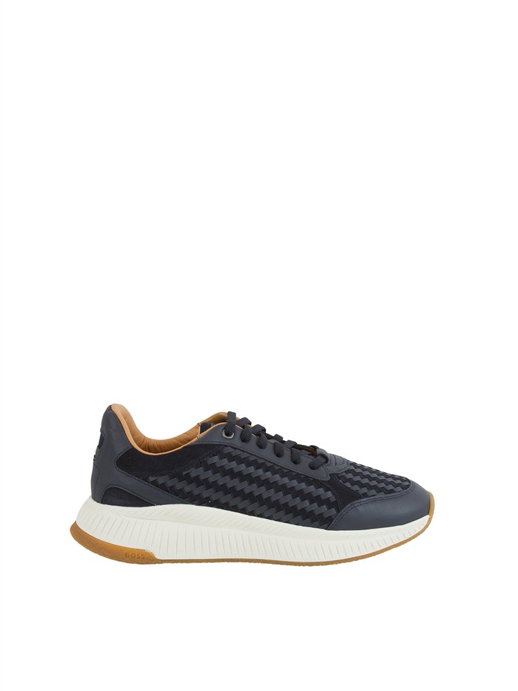 Sneakers Boss uomo in pelle blu