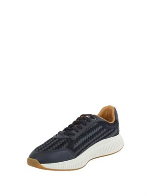 Sneakers Boss uomo in pelle blu in UOMO