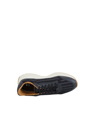 Sneakers Boss uomo in pelle blu in UOMO
