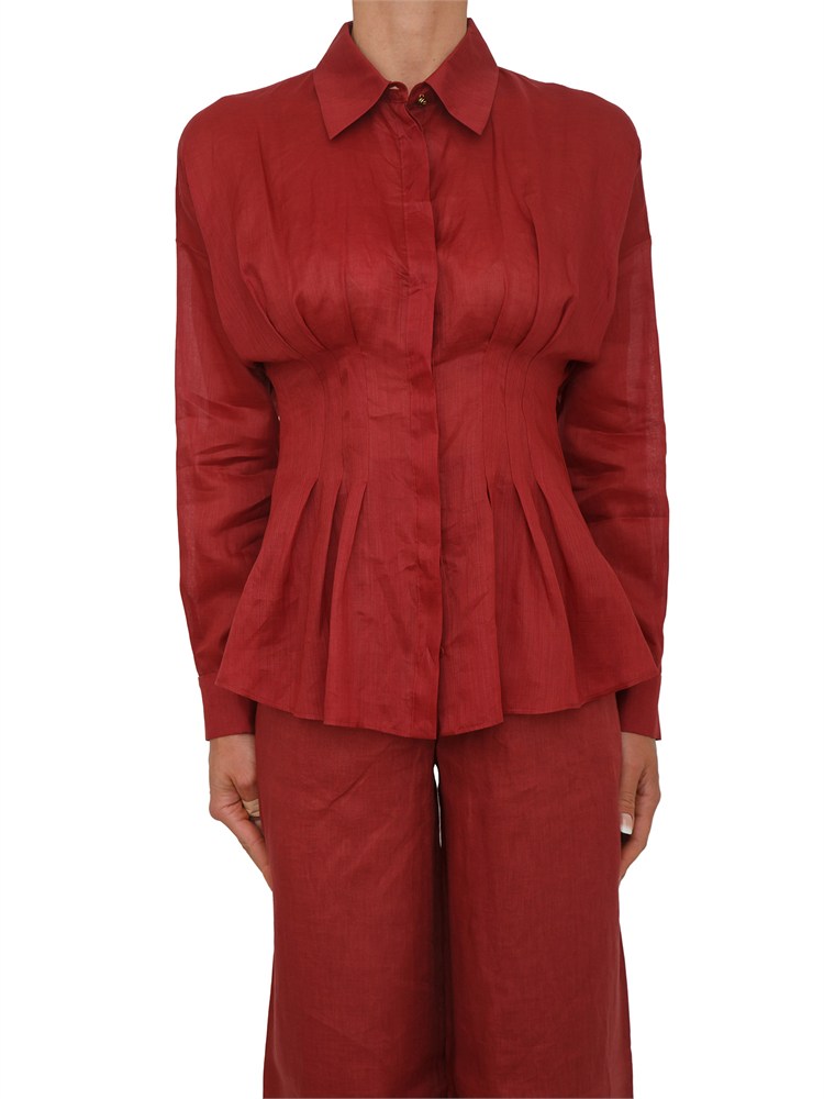 Camicia MSTORA Max Mara Studio in tela ramiÉ rossa