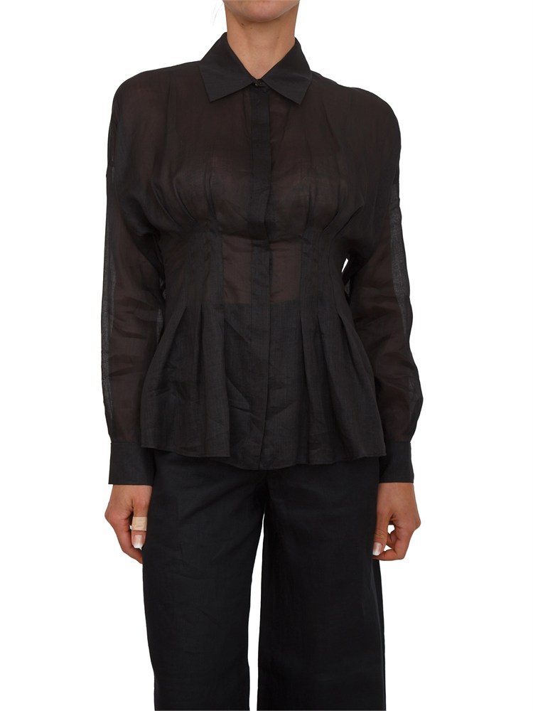 Camicia MSTORA Max Mara Studio in tela ramiÉ nera