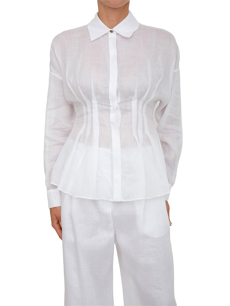 Camicia MSTORA Max Mara Studio in tela ramiÉ bianca