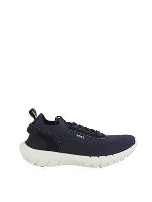 Sneakers blu BOSS uomo con tomaia in maglia in UOMO