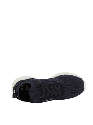 Sneakers blu BOSS uomo con tomaia in maglia in UOMO