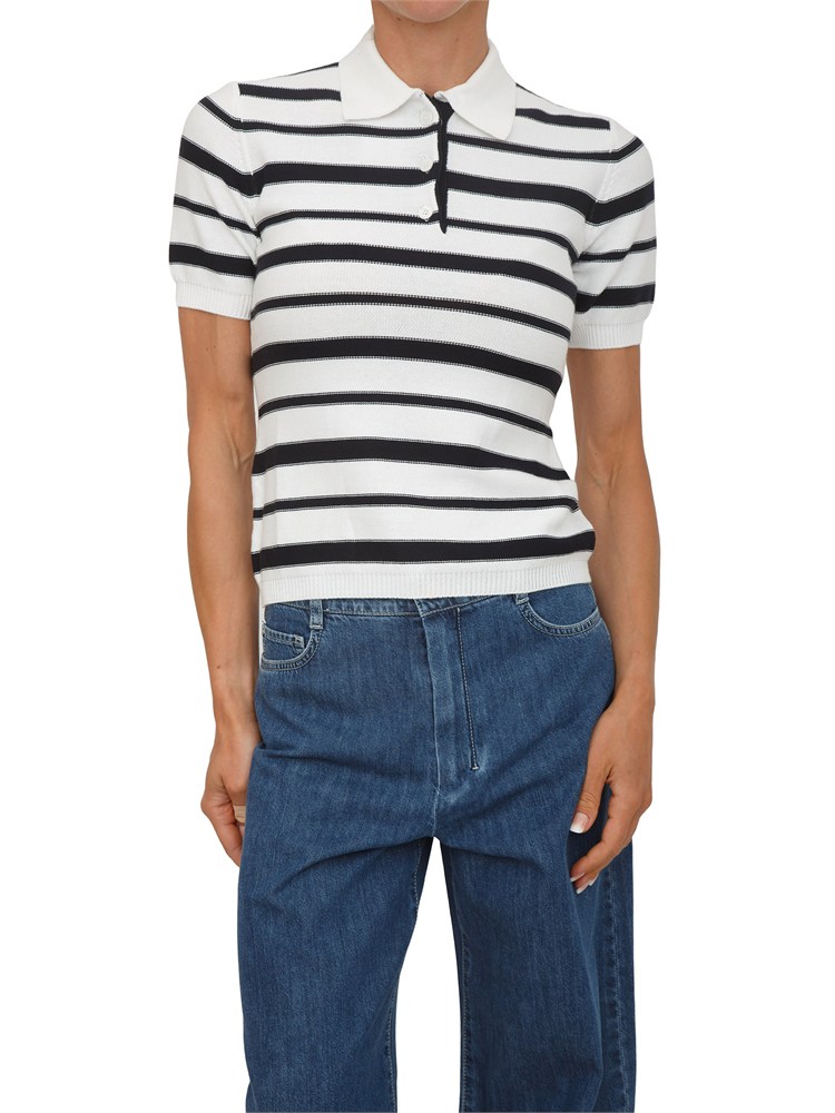 Polo MMLCARIOCA Max Mara MM in cotone bianco righe blu