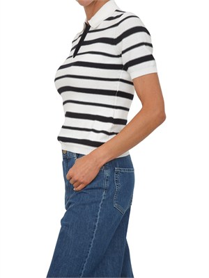 Polo MMLCARIOCA Max Mara MM in cotone bianco righe blu in DONNA