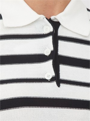 Polo MMLCARIOCA Max Mara MM in cotone bianco righe blu in DONNA