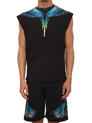 T-shirt smanicata nera County of Milan ali colorate in UOMO