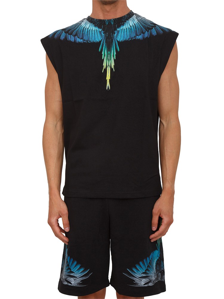 T-shirt smanicata nera County of Milan ali colorate