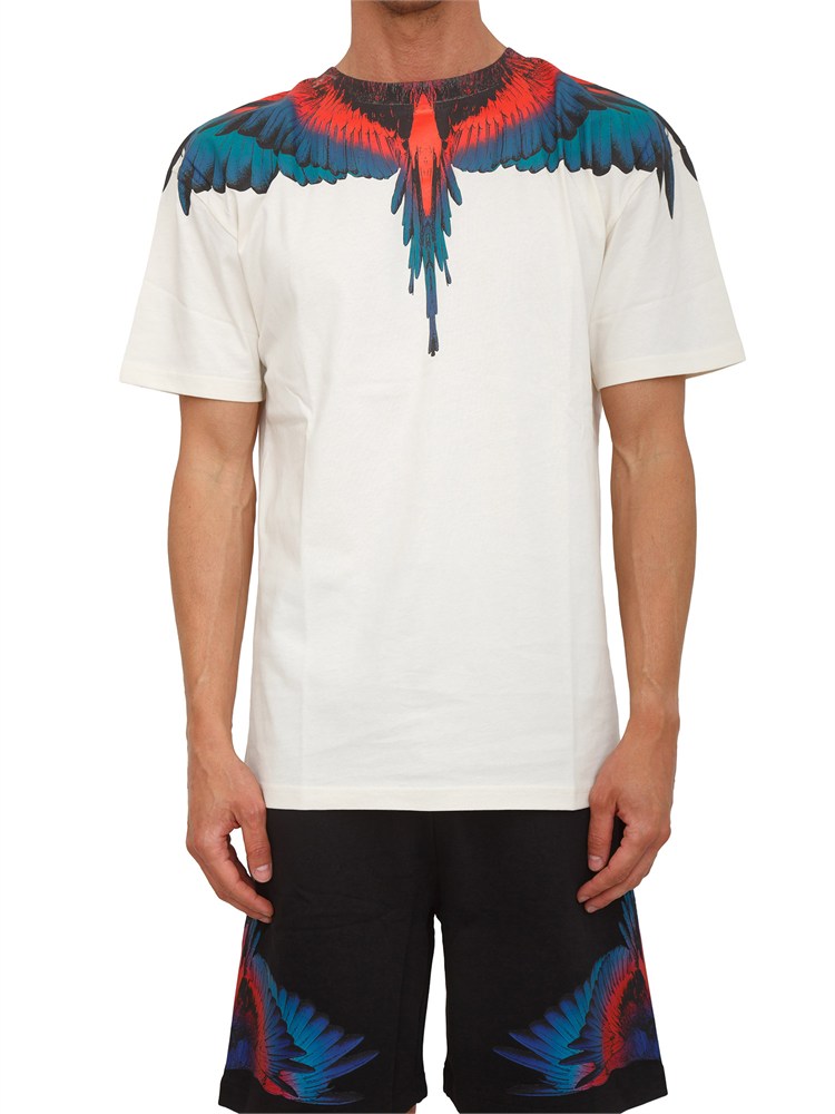 T-shirt beige County of Milan con ali colorate