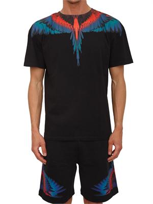 T-shirt nera County of Milan con ali colorate in UOMO