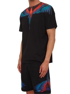 T-shirt nera County of Milan con ali colorate in UOMO