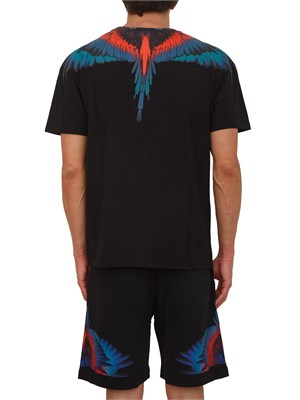 T-shirt nera County of Milan con ali colorate in UOMO