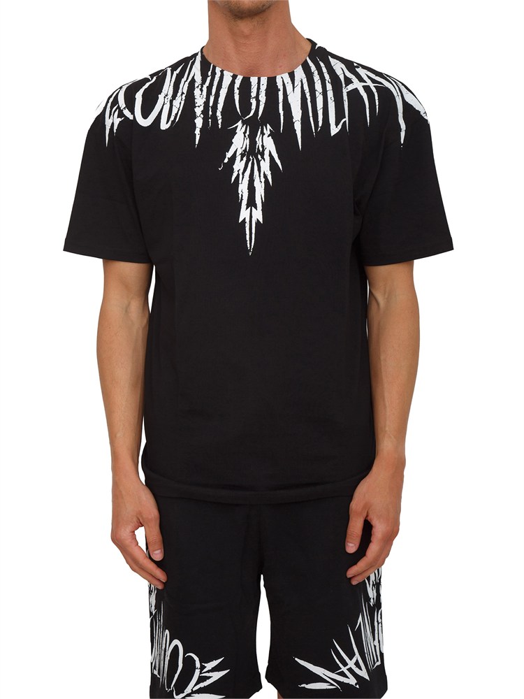 T-shirt nera County of Milan ali graffiti a contrasto