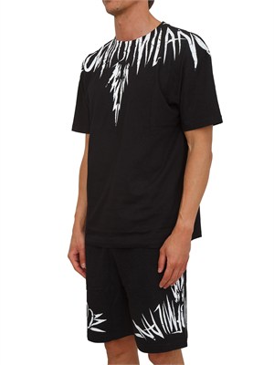 T-shirt nera County of Milan ali graffiti a contrasto in UOMO