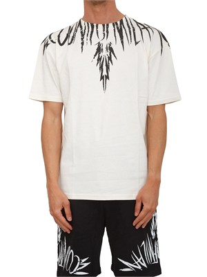 T-shirt beige County of Milan ali graffiti a contrasto in UOMO