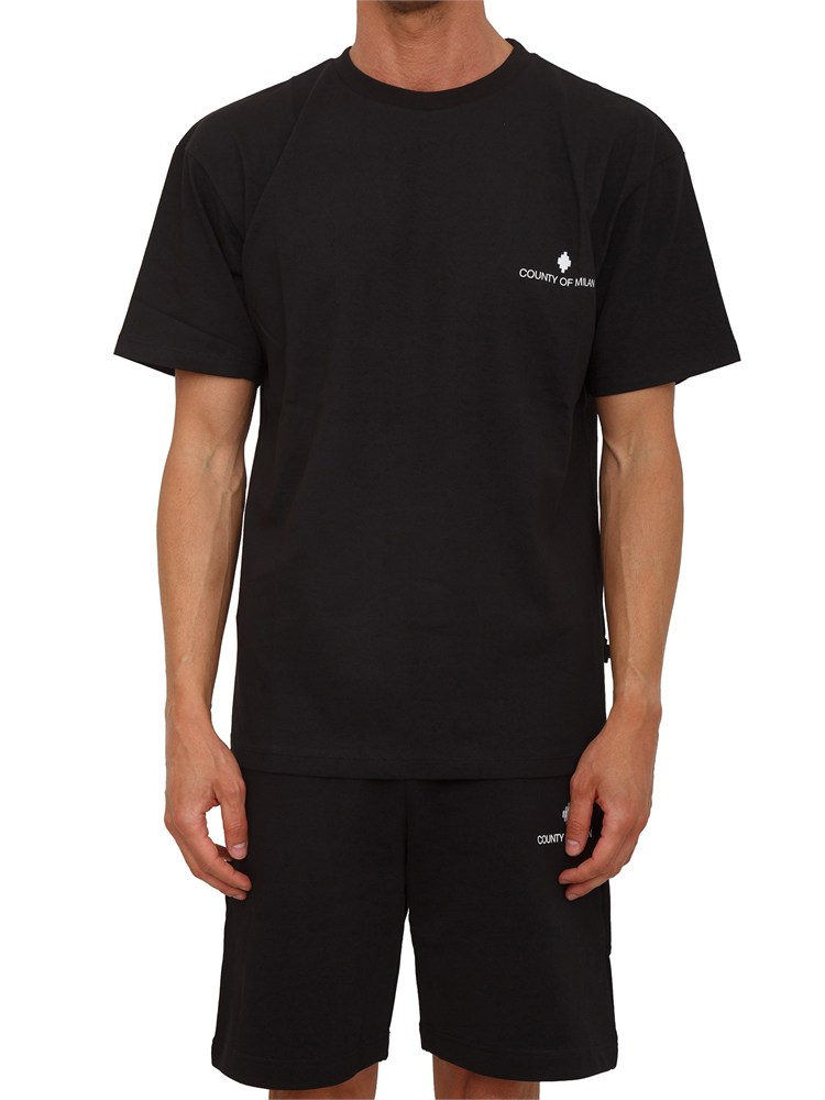 T-shirt nera County of Milan in cotone con logo
