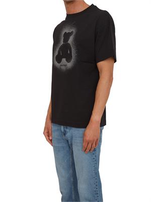 T-shirt nera Palm Angels stampa bear sfumata in UOMO